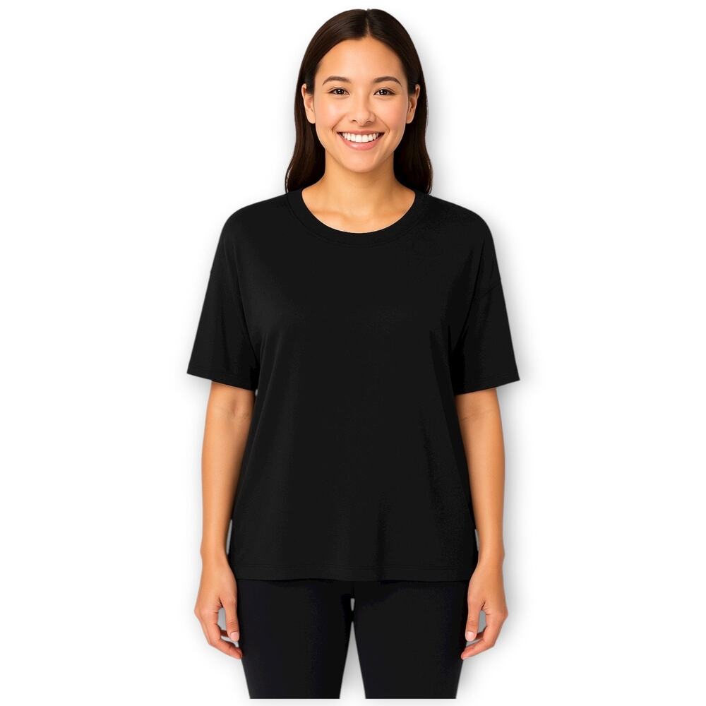 NWT Mondetta Women Black Relaxed Knit Drape Top Tencel Modal Small 1478481